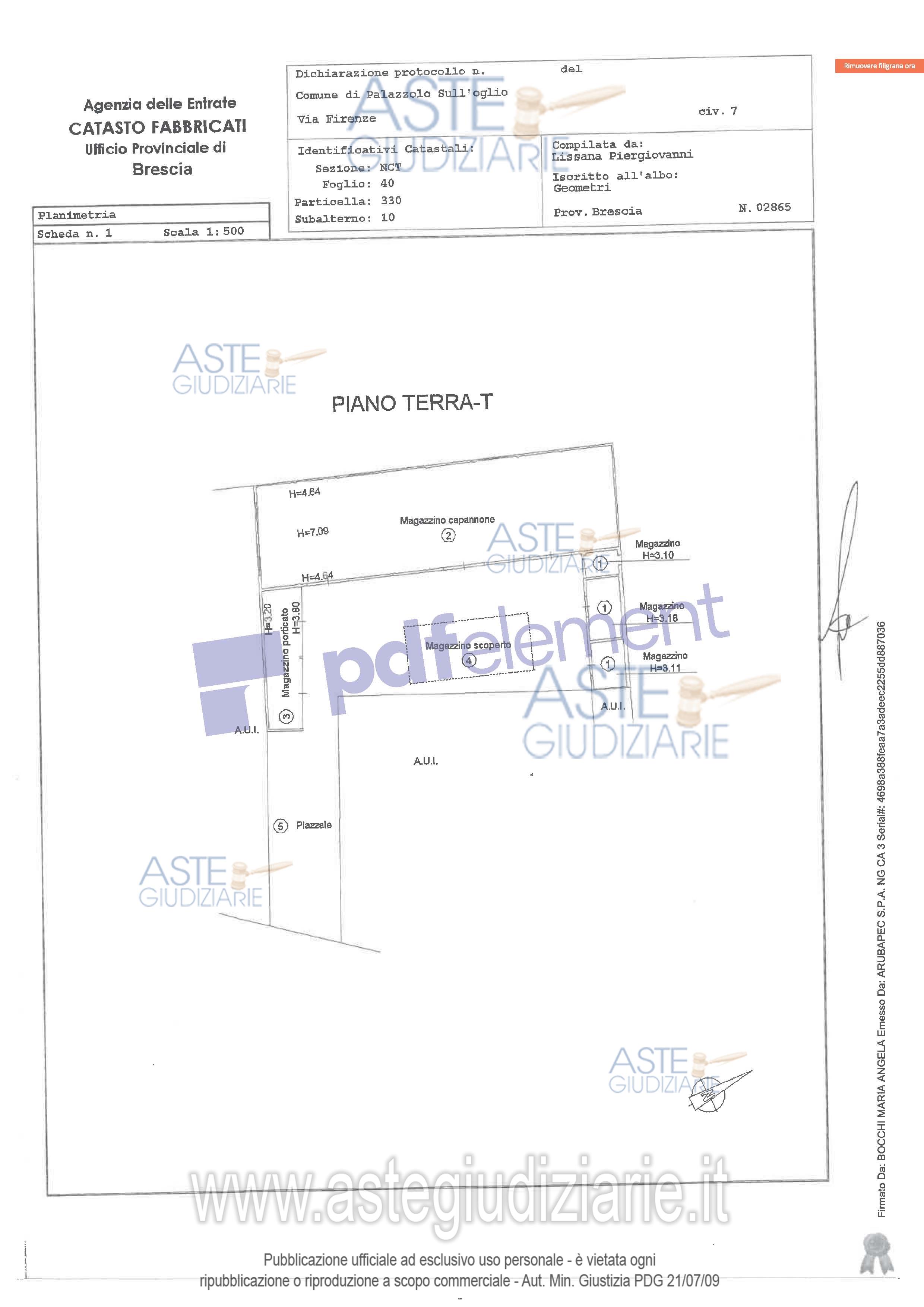 Planimetria del bene