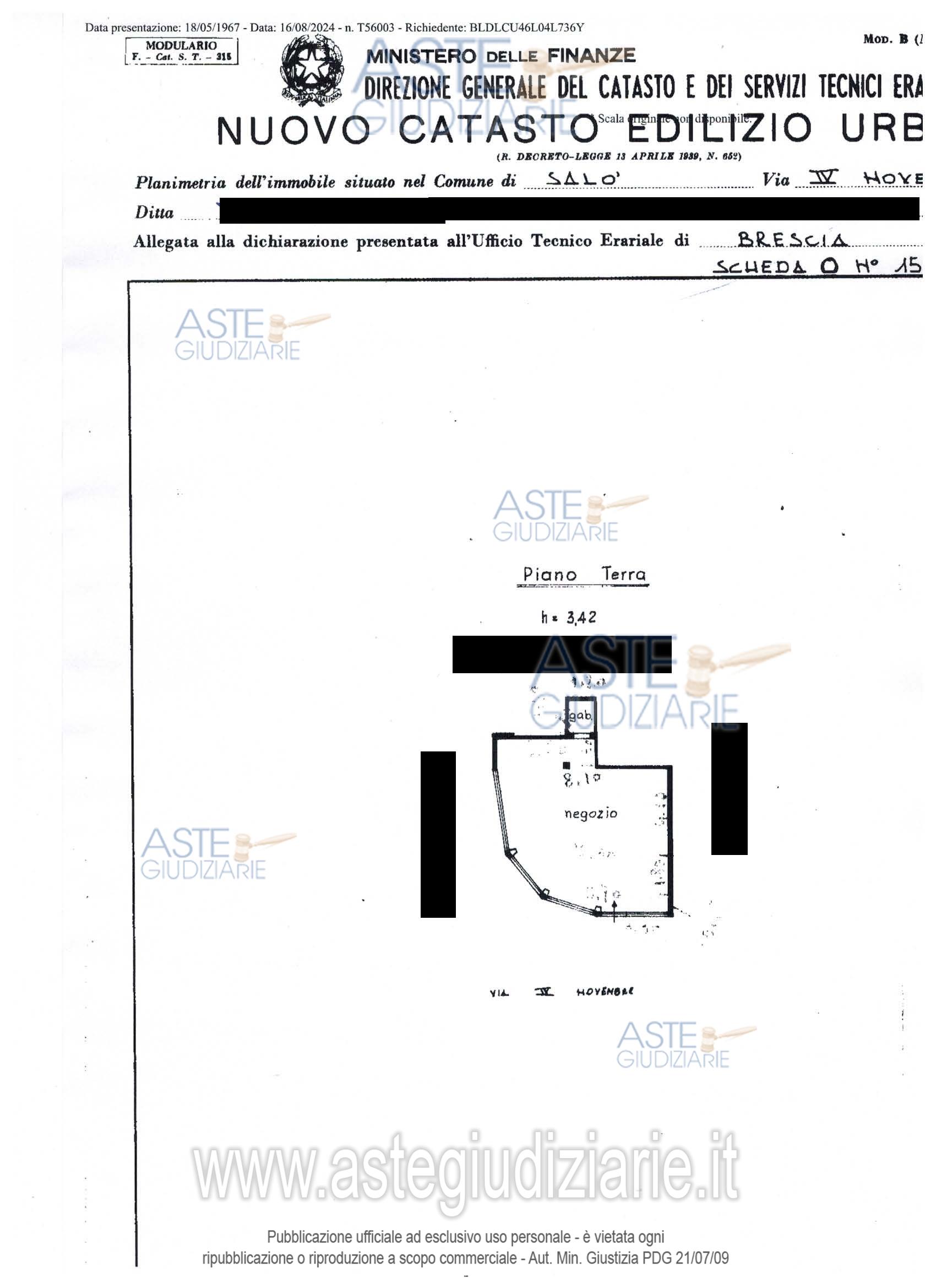 Planimetria del bene