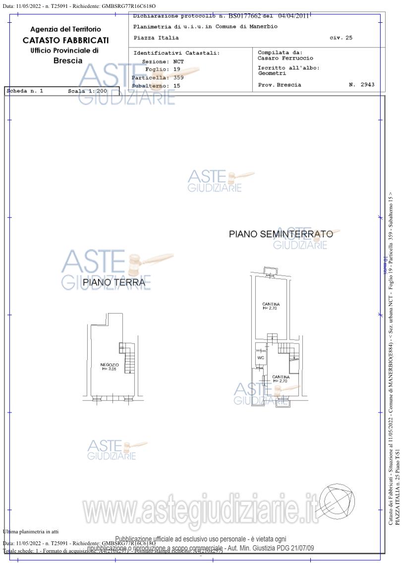 Planimetria del bene