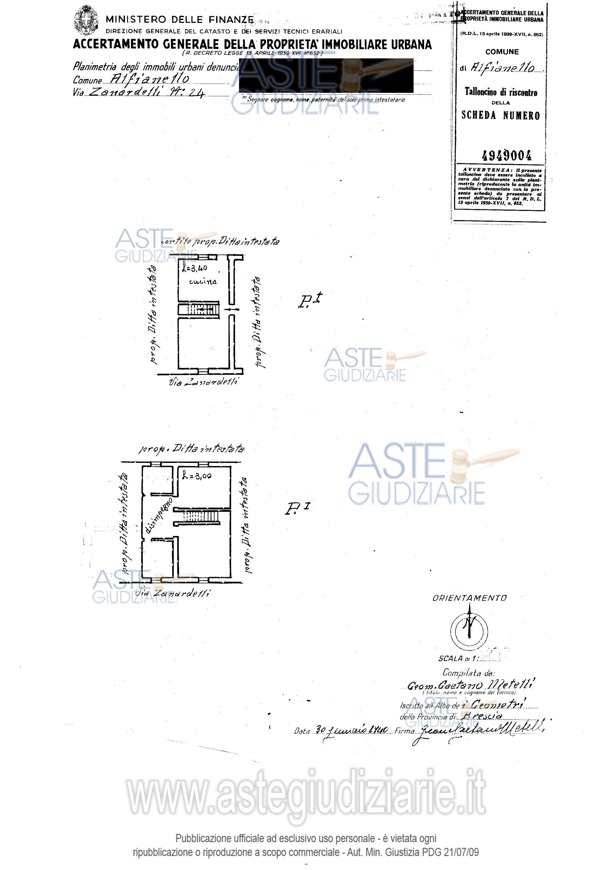 Planimetria del bene