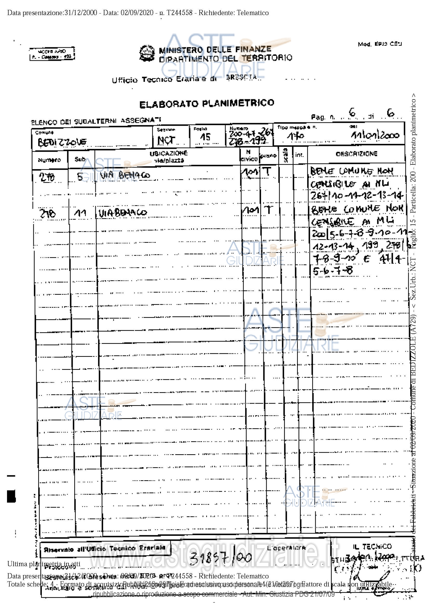 Planimetria del bene