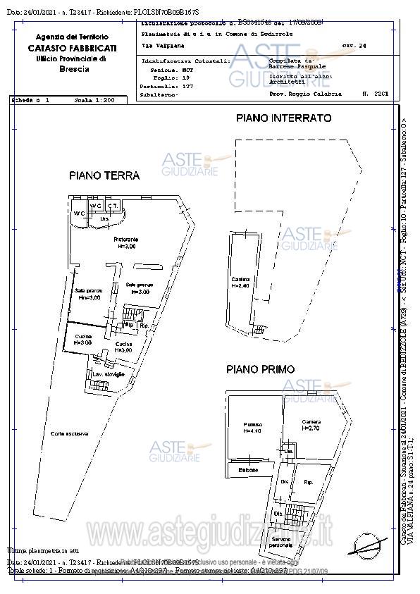 Planimetria del bene