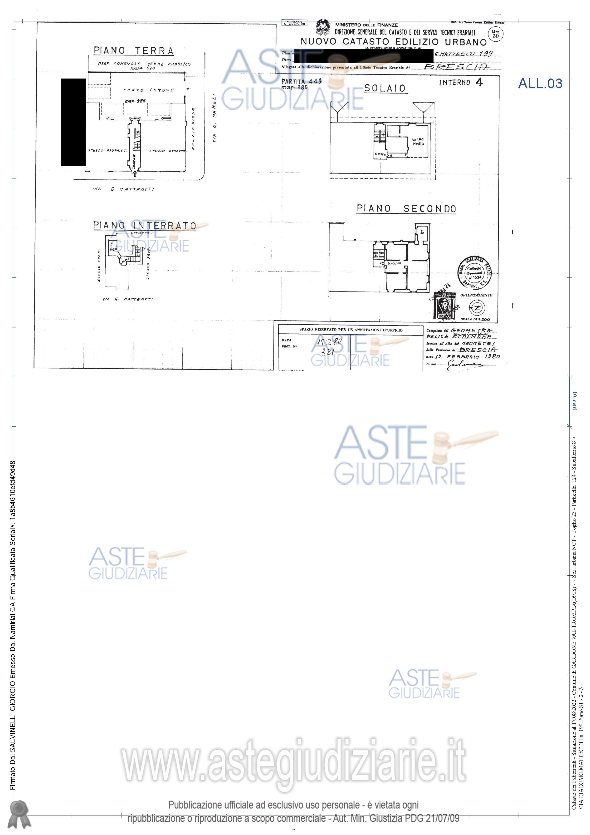 Planimetria del bene