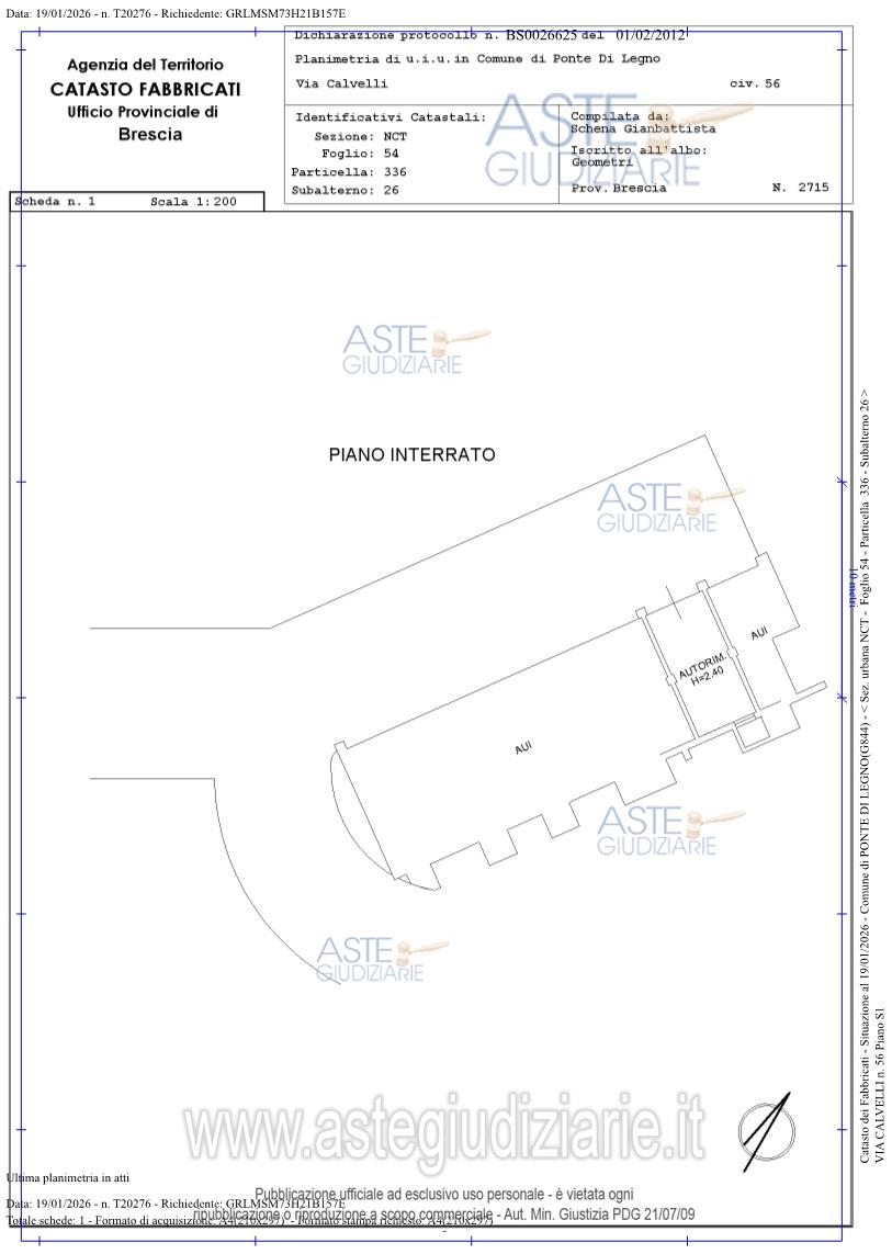 Planimetria del bene