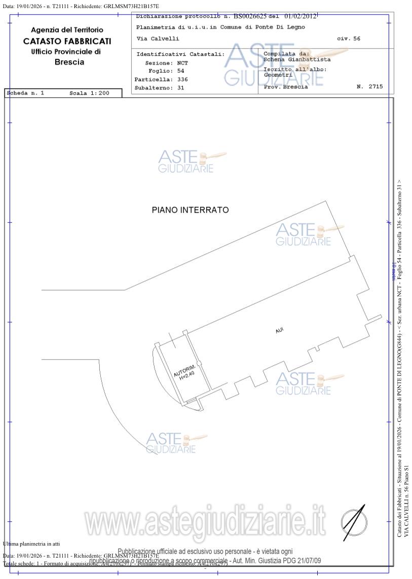 Planimetria del bene