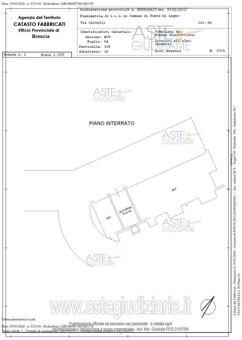 Planimetria del bene