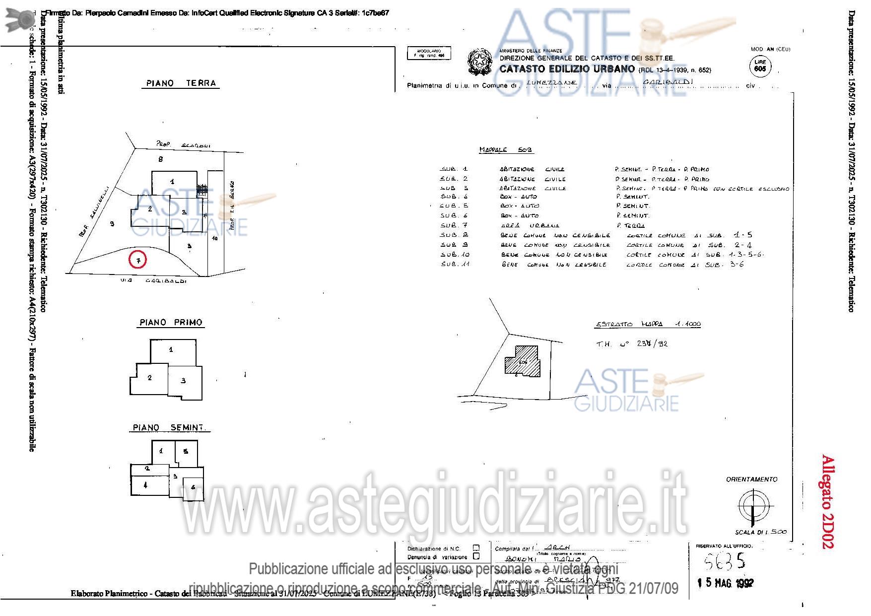 Planimetria del bene