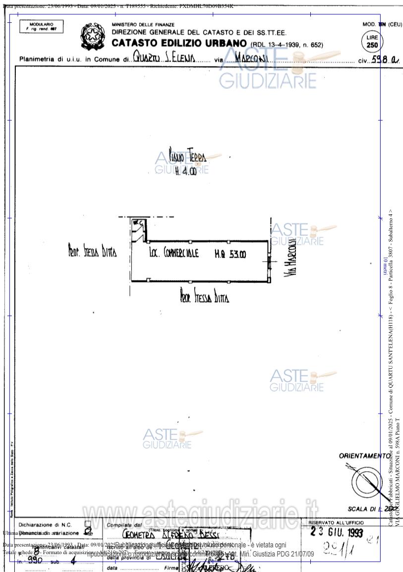 Planimetria del bene