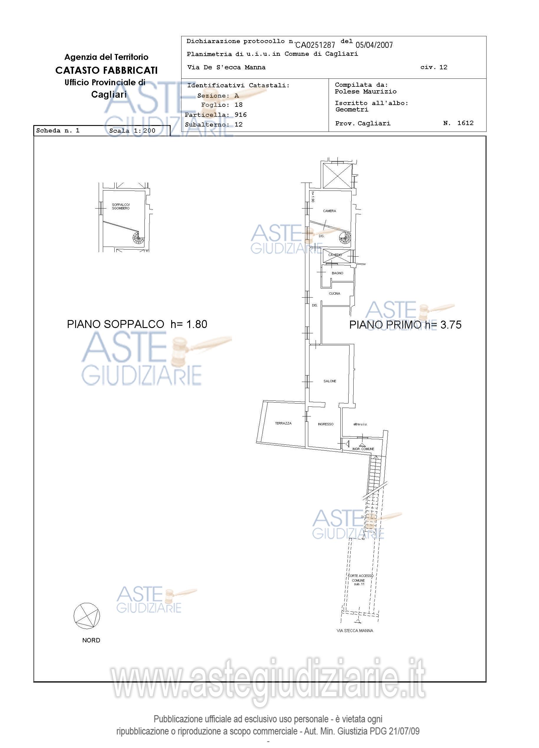 Planimetria del bene