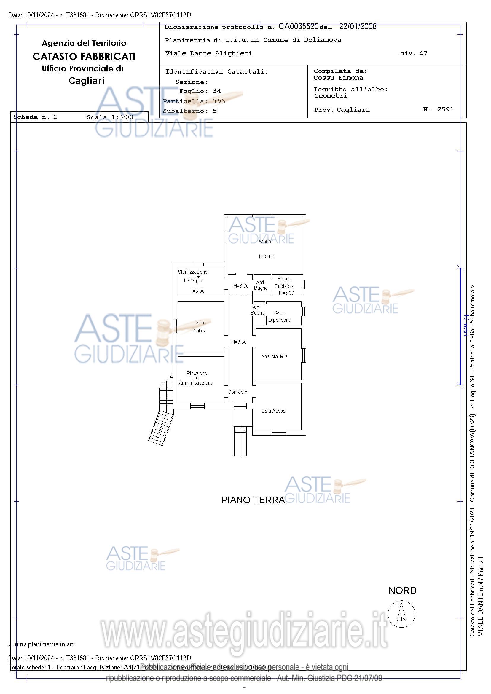 Planimetria del bene