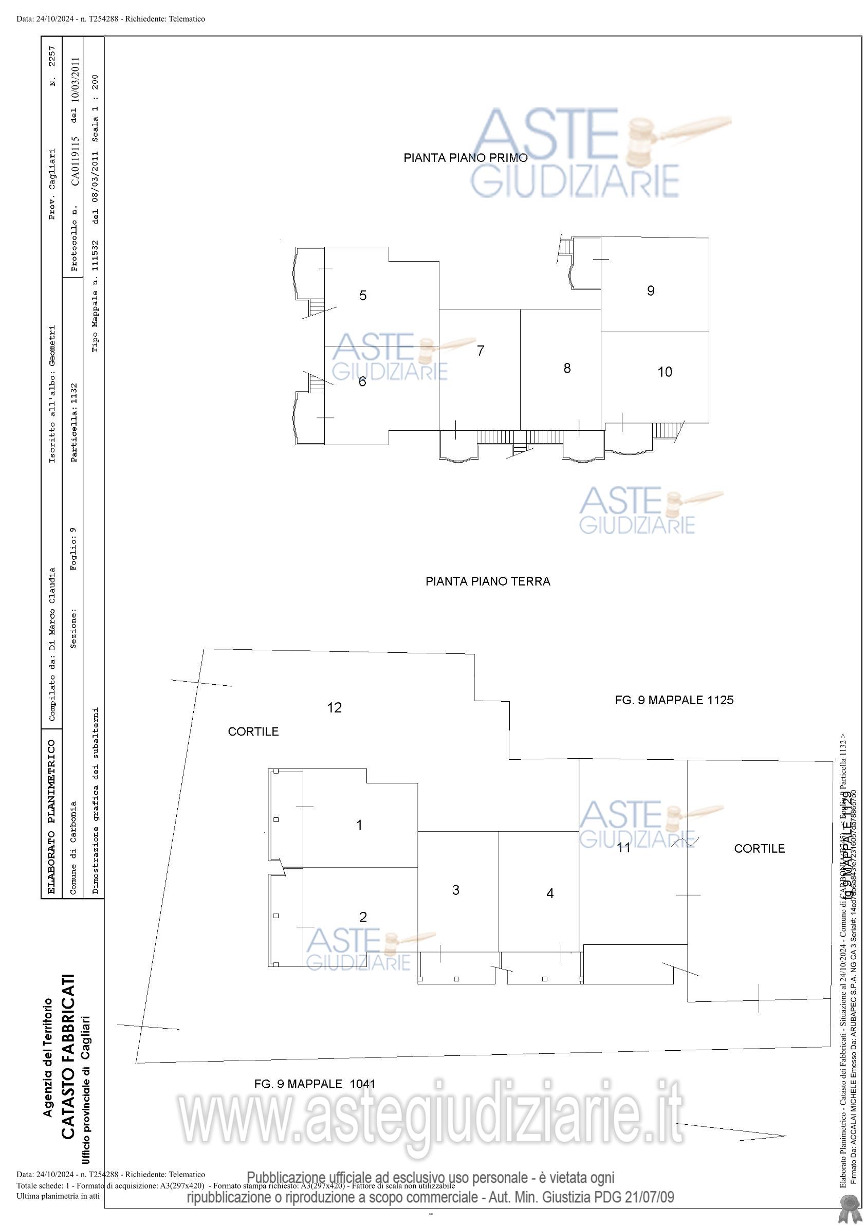 Planimetria del bene