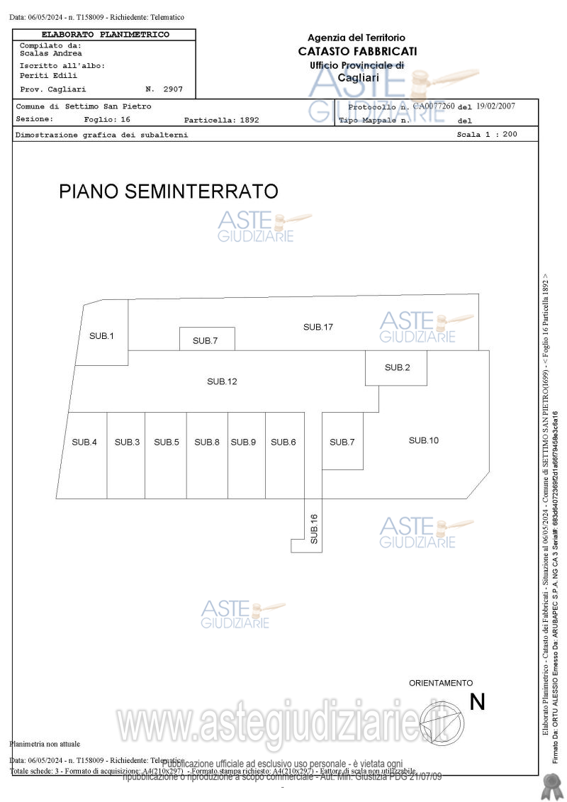 Planimetria del bene