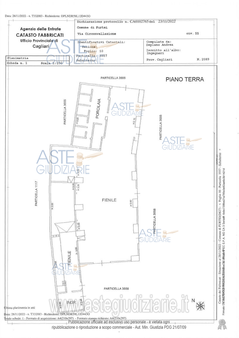 Planimetria del bene