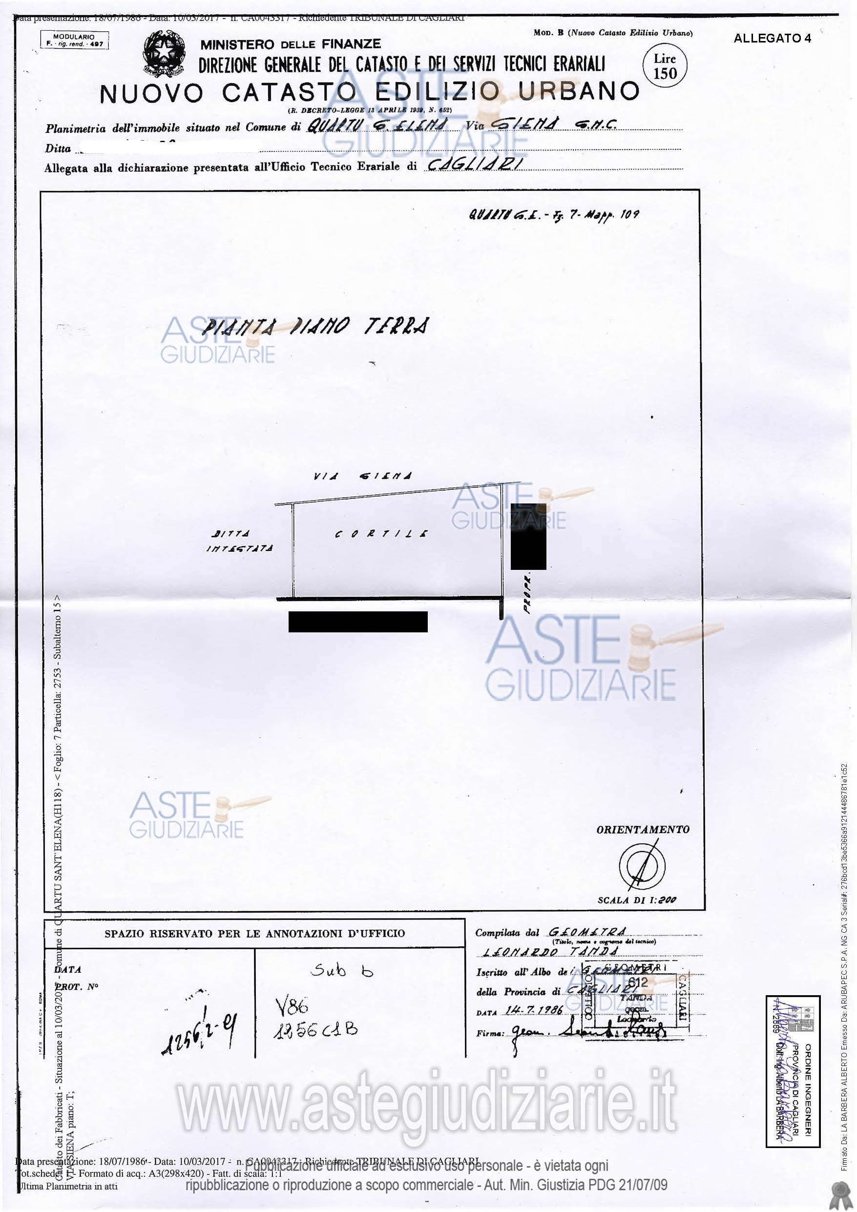Planimetria del bene