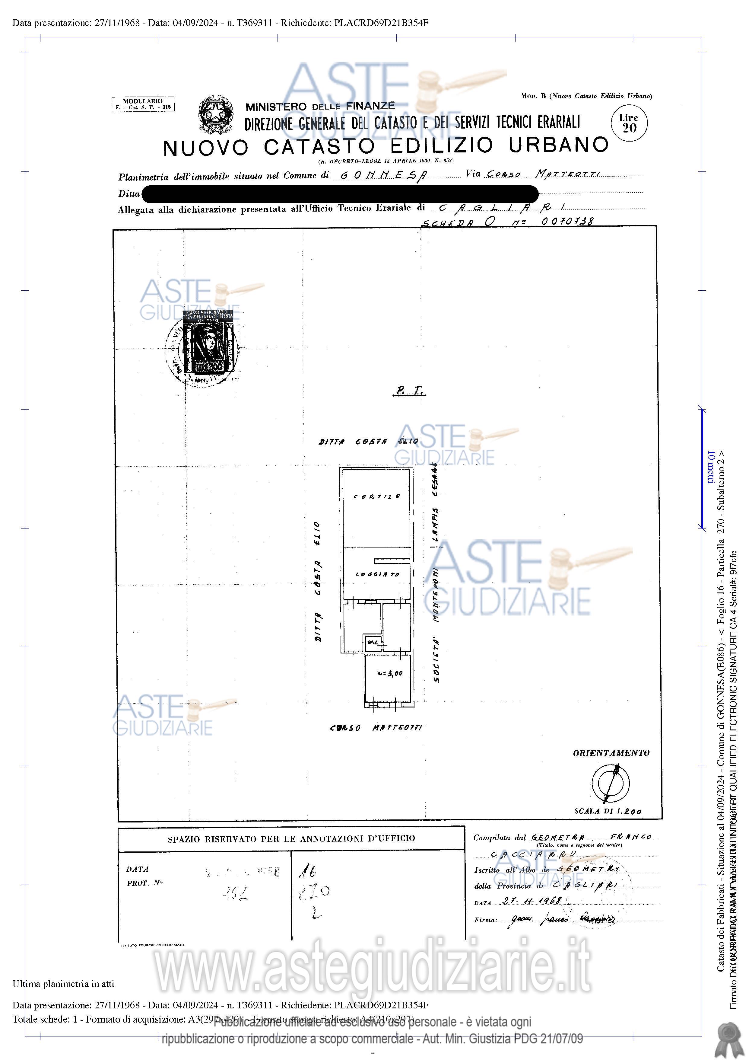 Planimetria del bene
