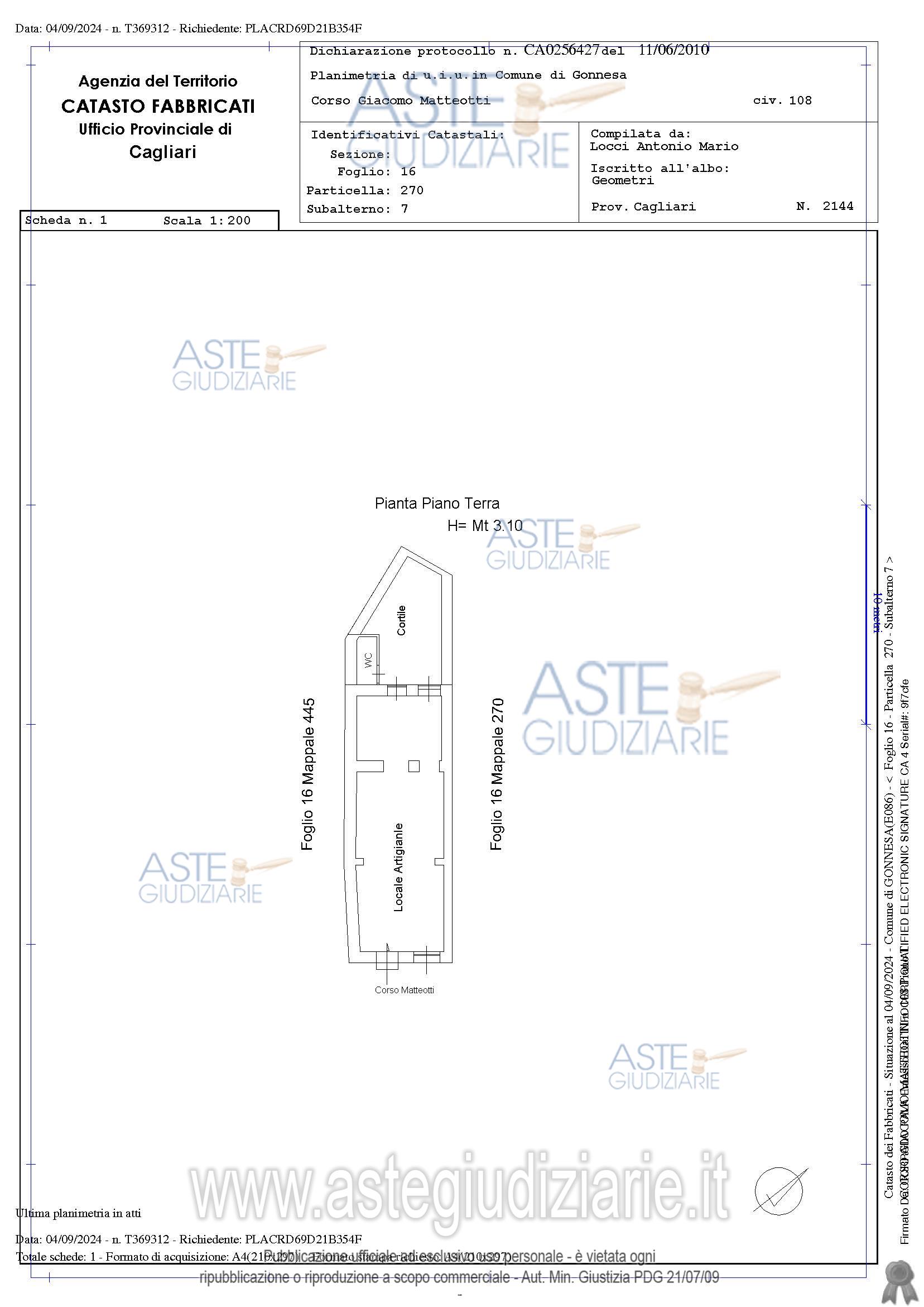 Planimetria del bene