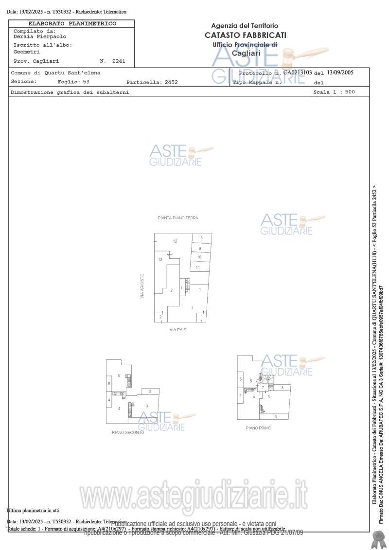 Planimetria del bene