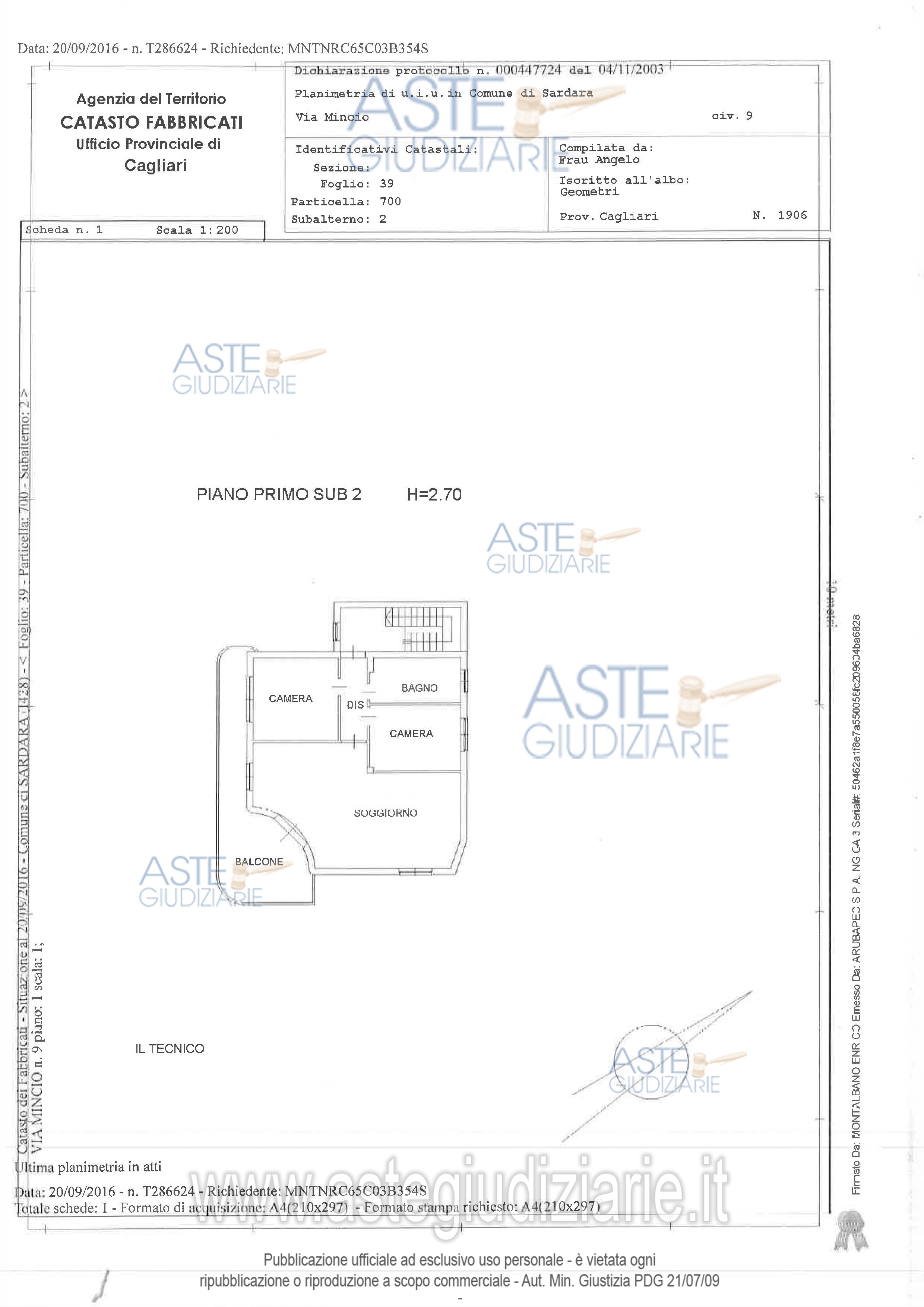 Planimetria del bene