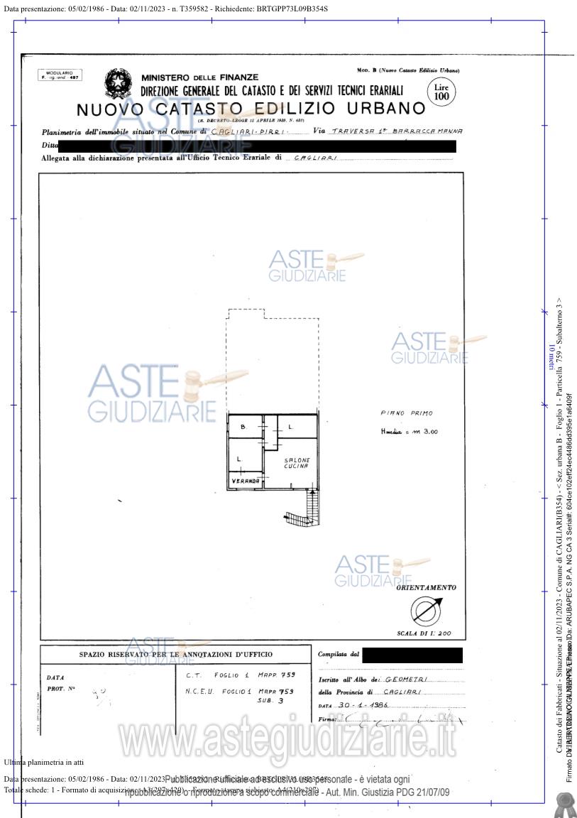 Planimetria del bene