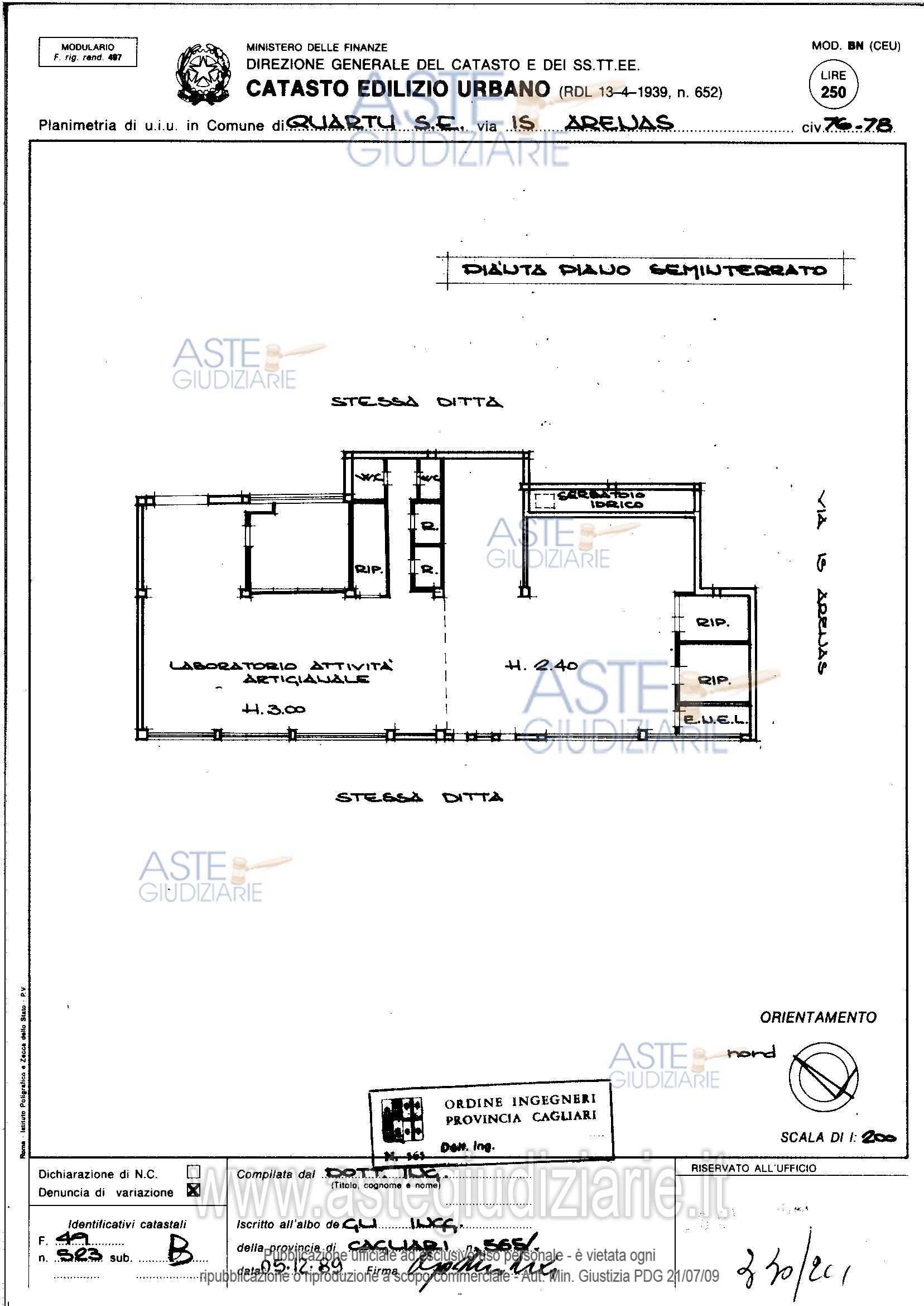 Planimetria del bene
