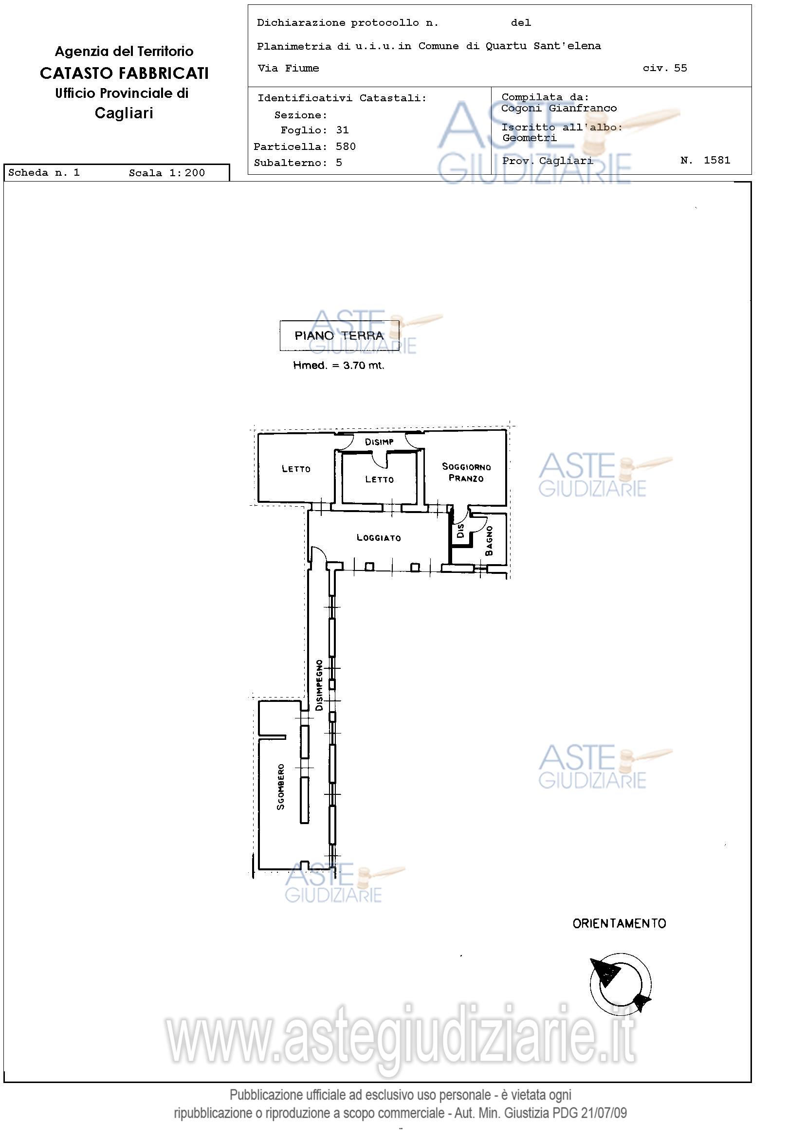 Planimetria del bene