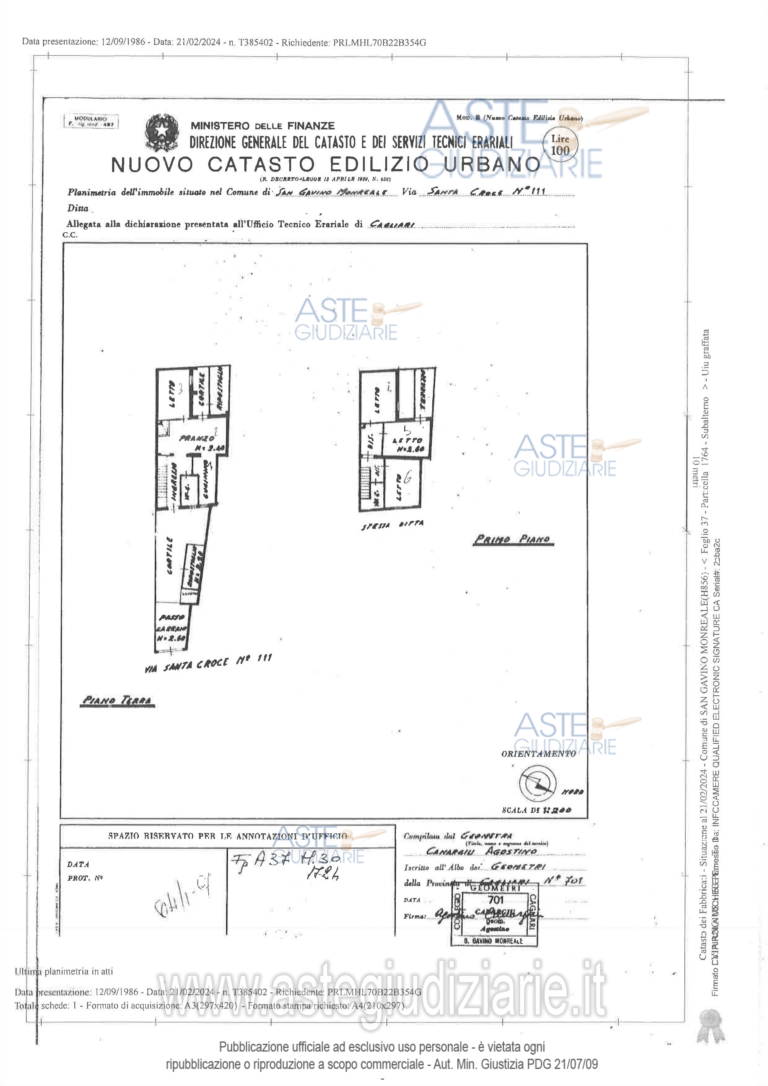 Planimetria del bene