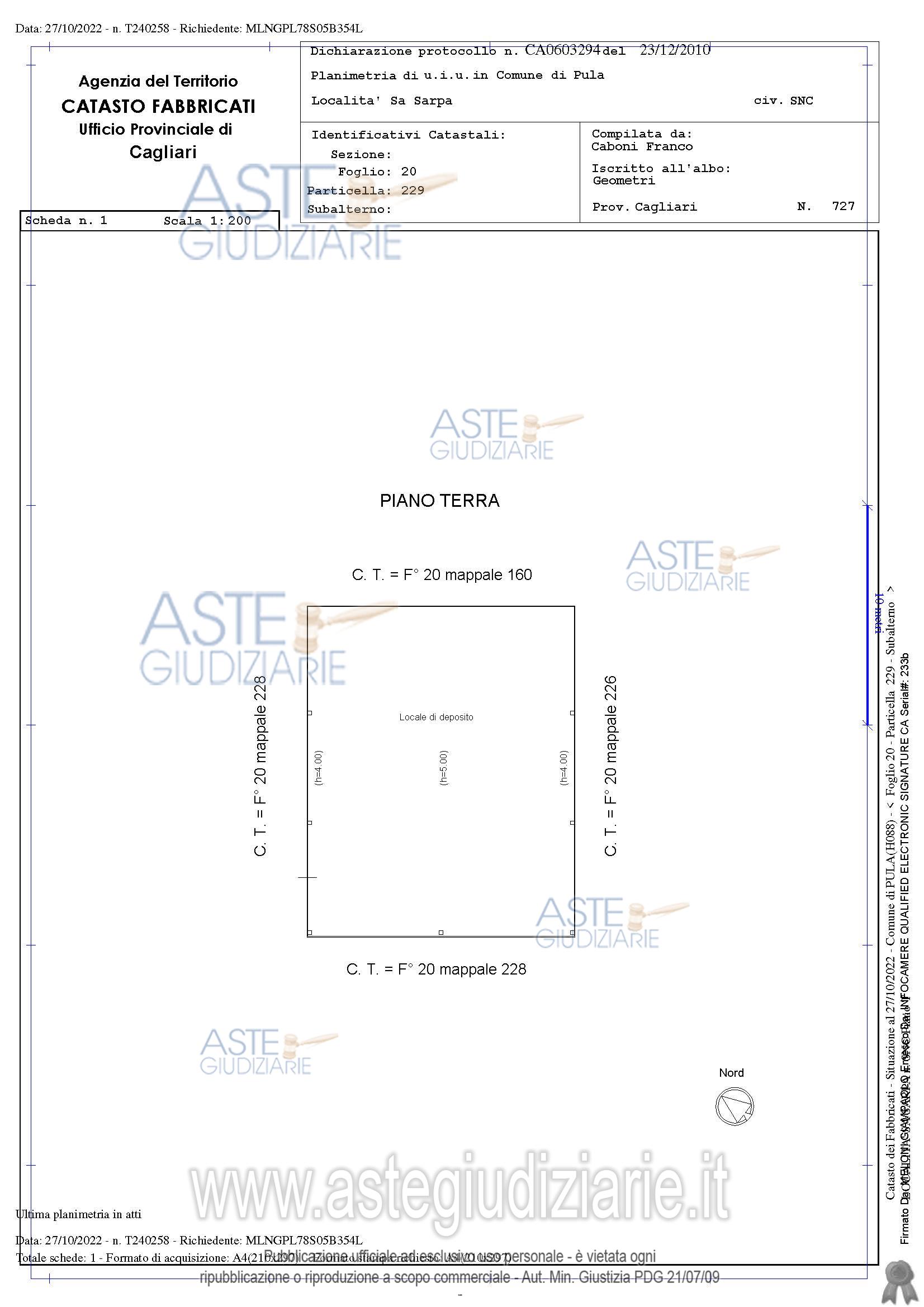 Planimetria del bene