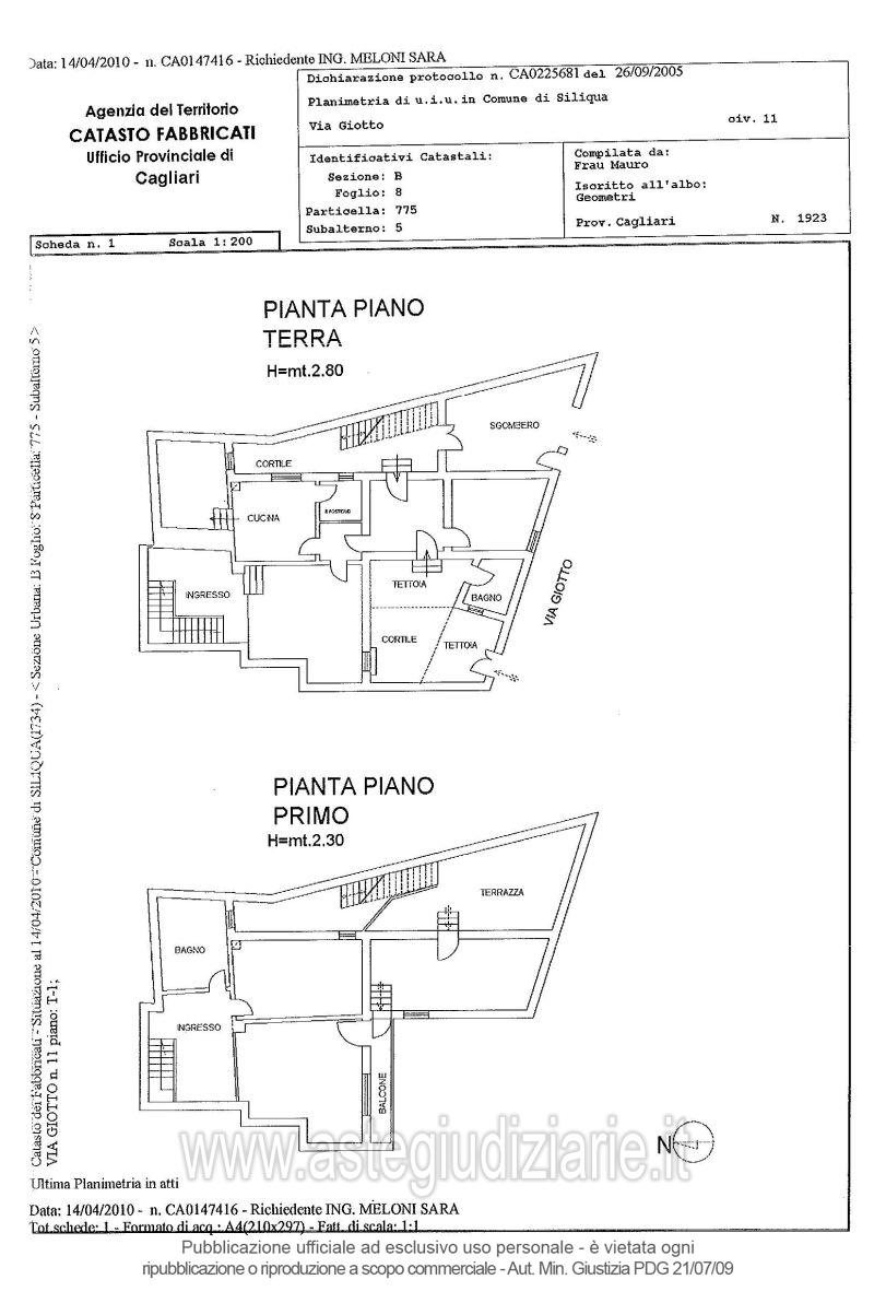 Planimetria del bene