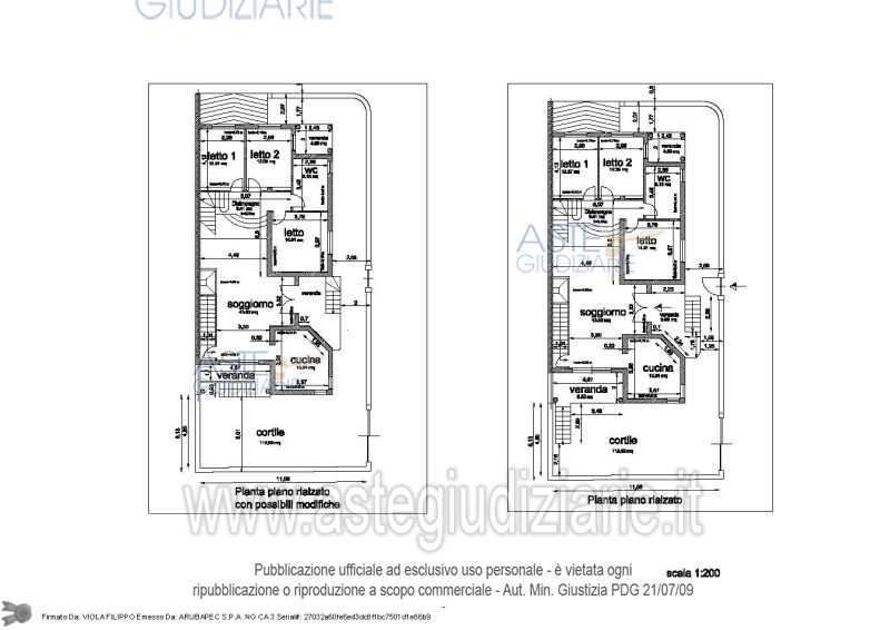 Planimetria del bene