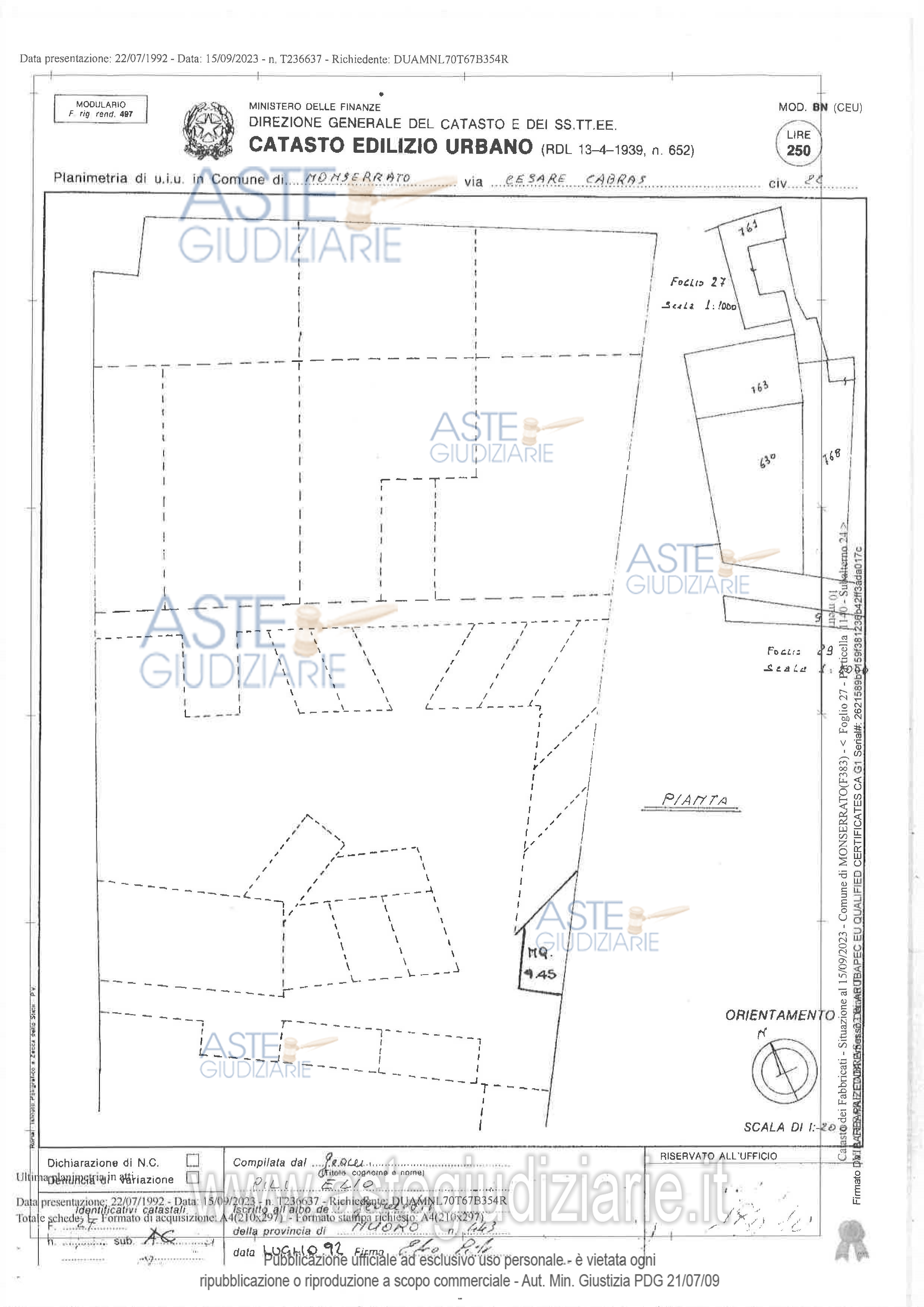 Planimetria del bene