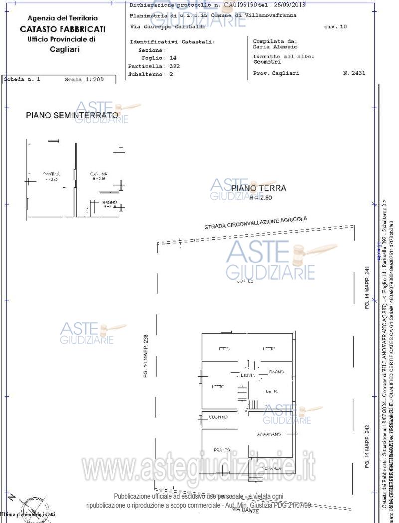 Planimetria del bene