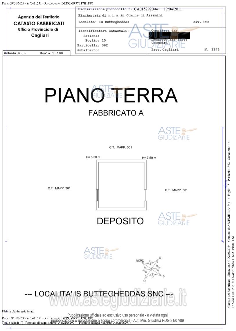 Planimetria del bene
