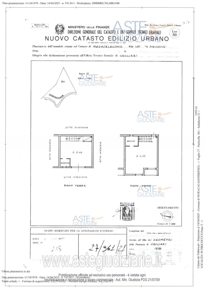 Planimetria del bene