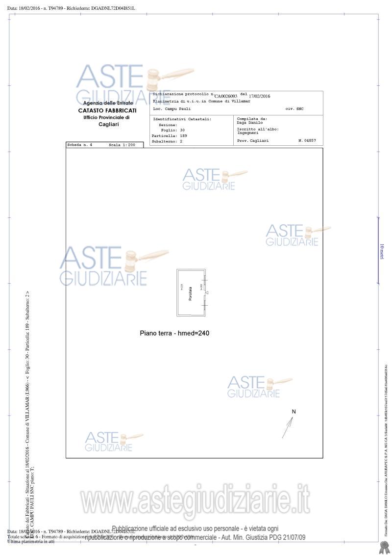 Planimetria del bene