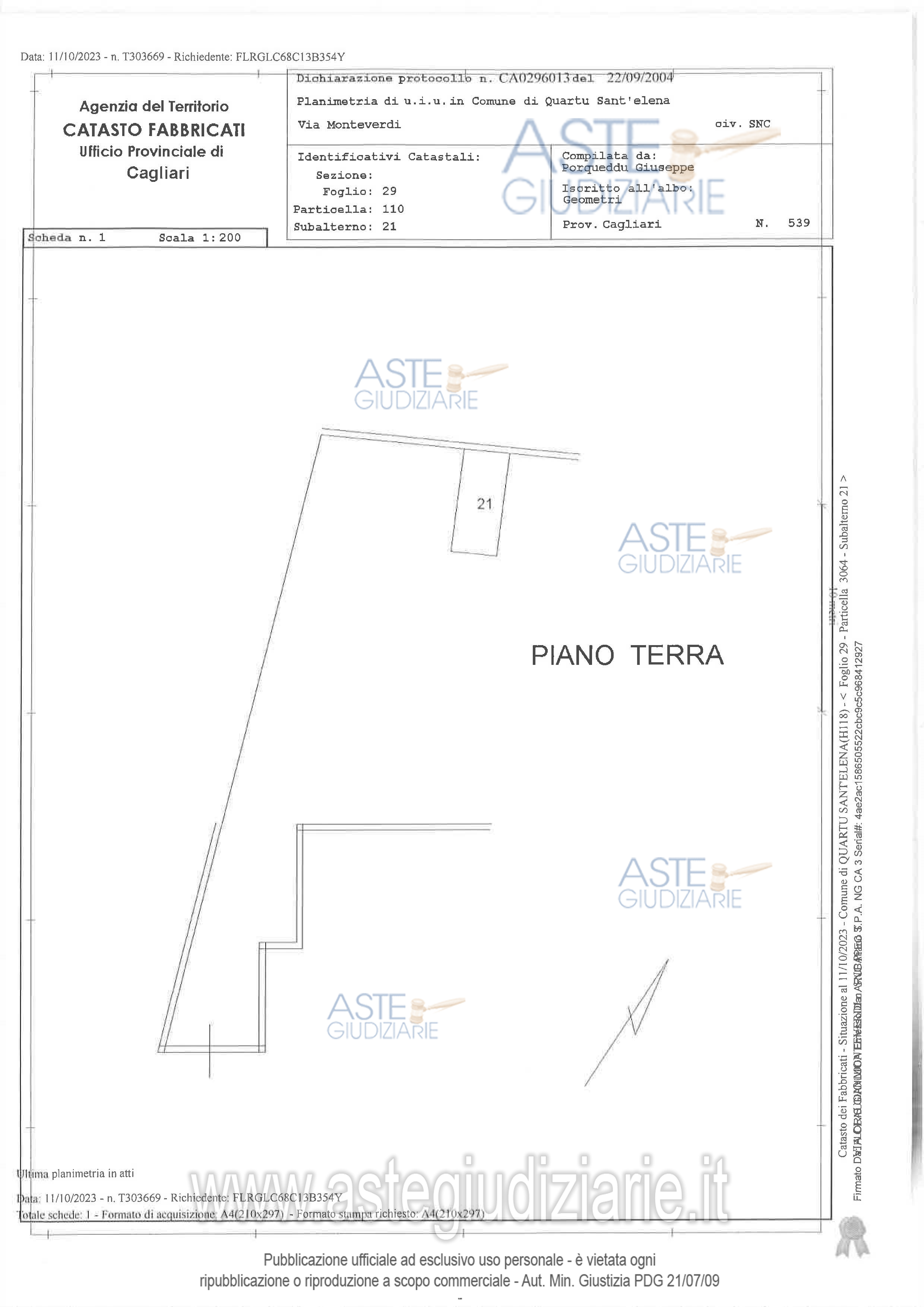 Planimetria del bene