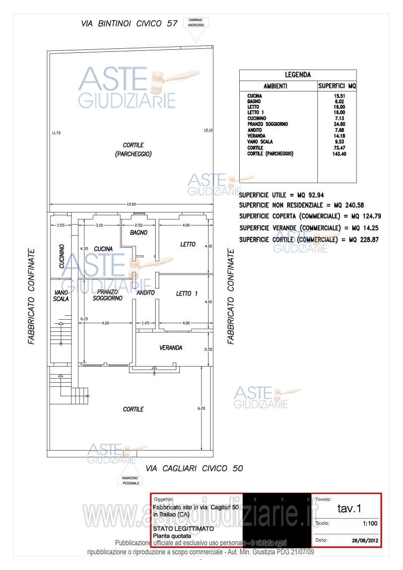 Planimetria del bene