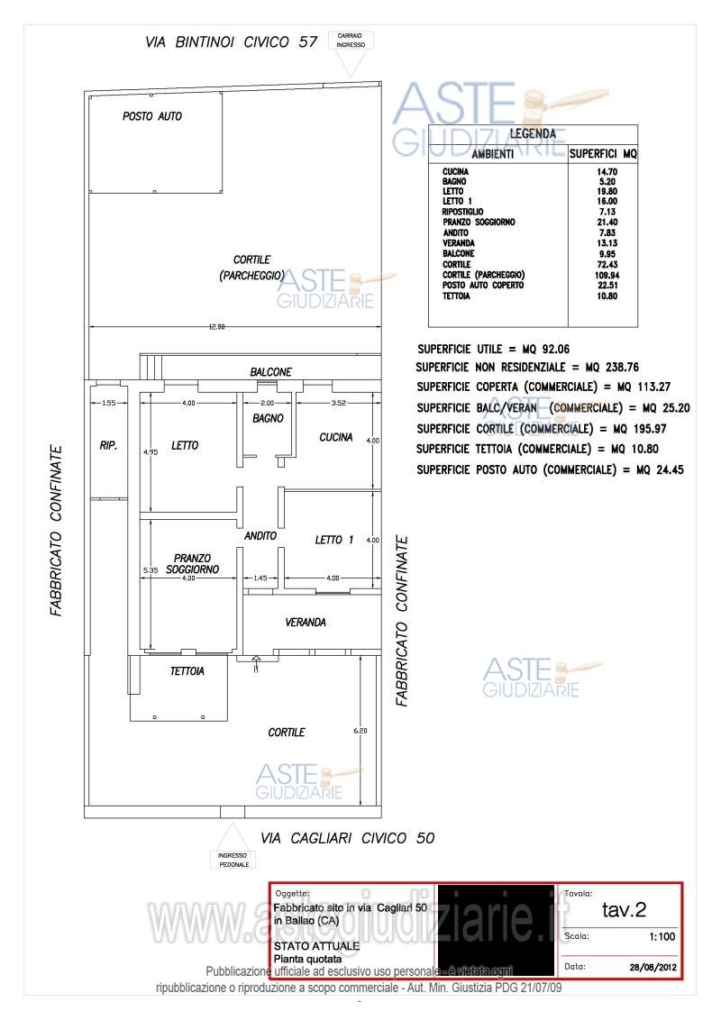 Planimetria del bene