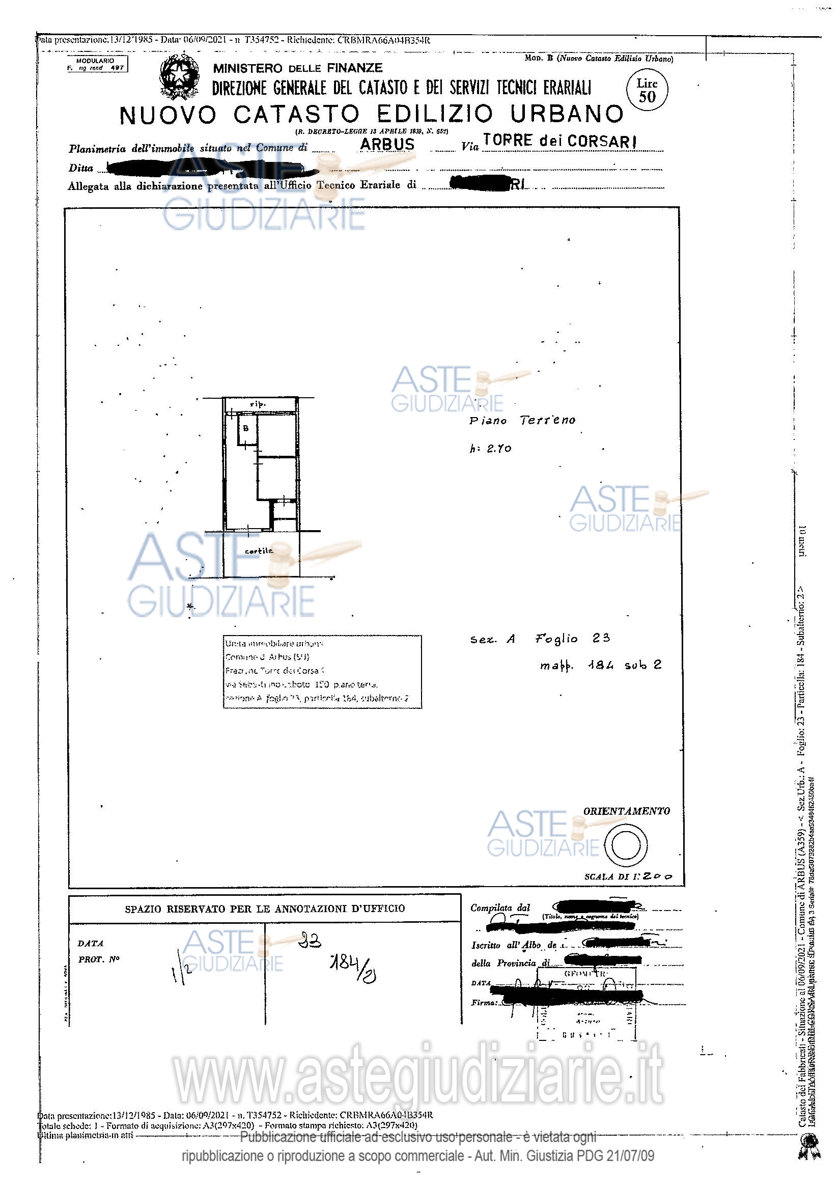Planimetria del bene