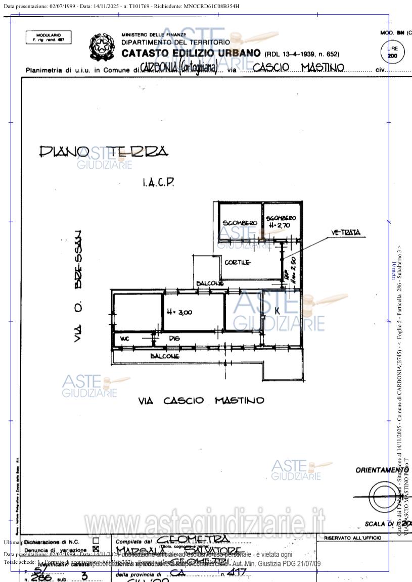 Planimetria del bene
