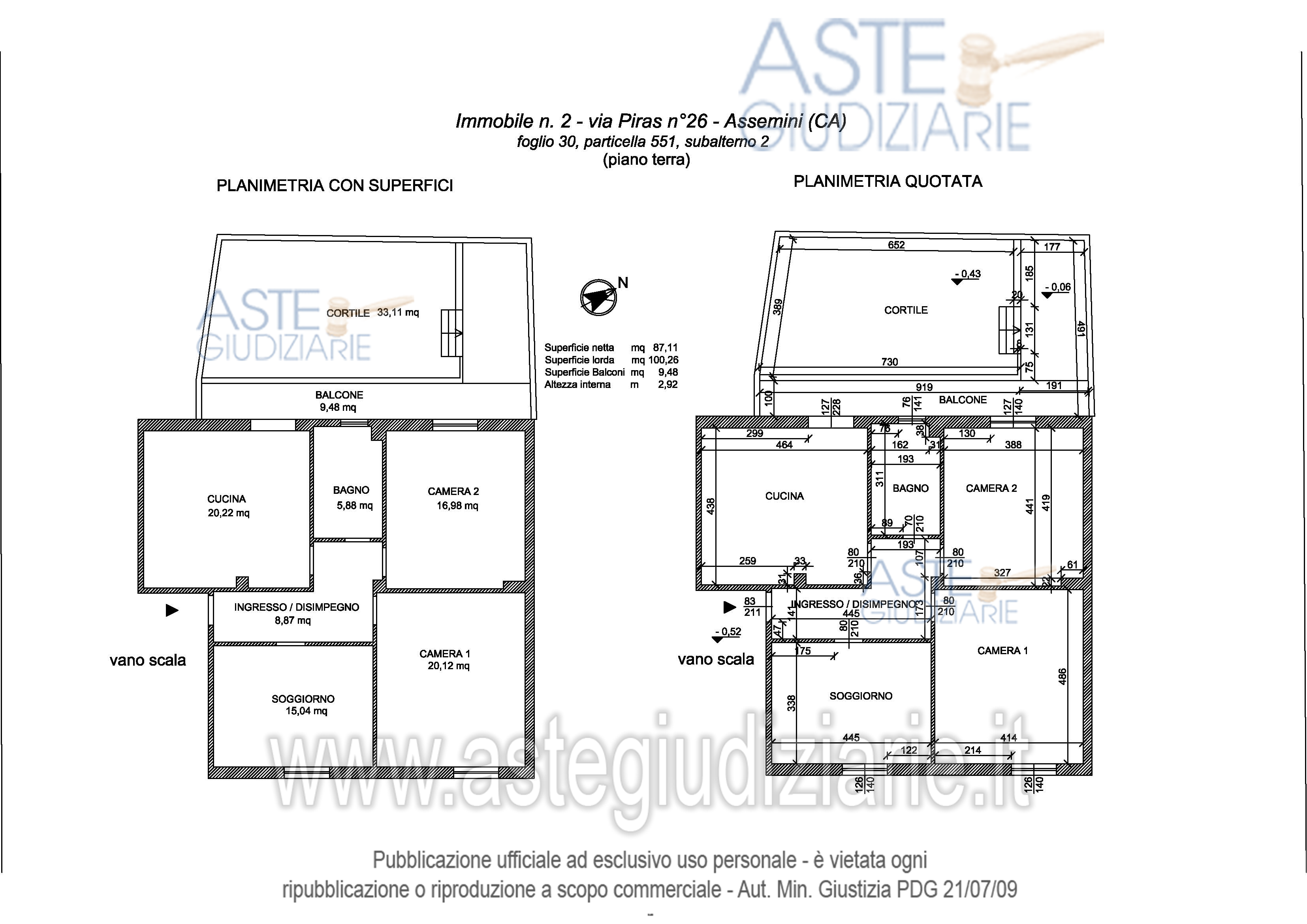 Planimetria del bene