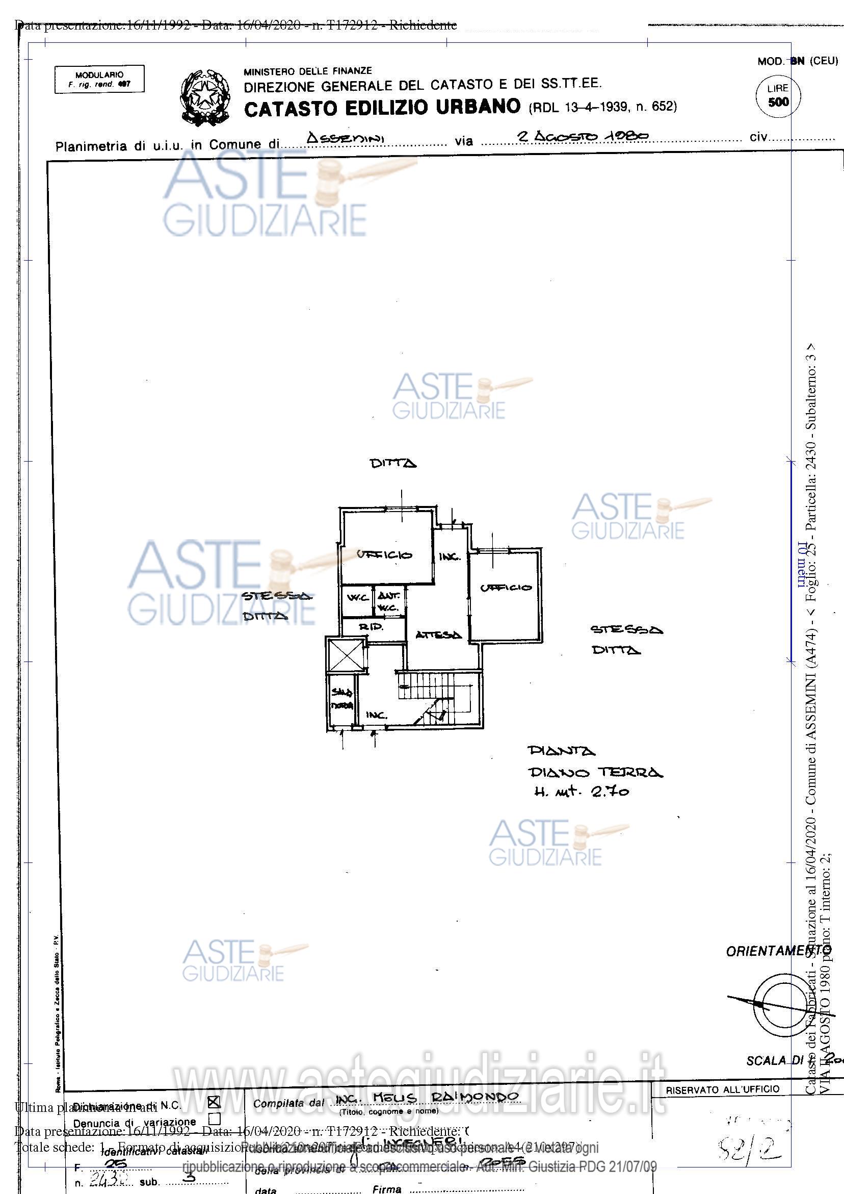 Planimetria del bene
