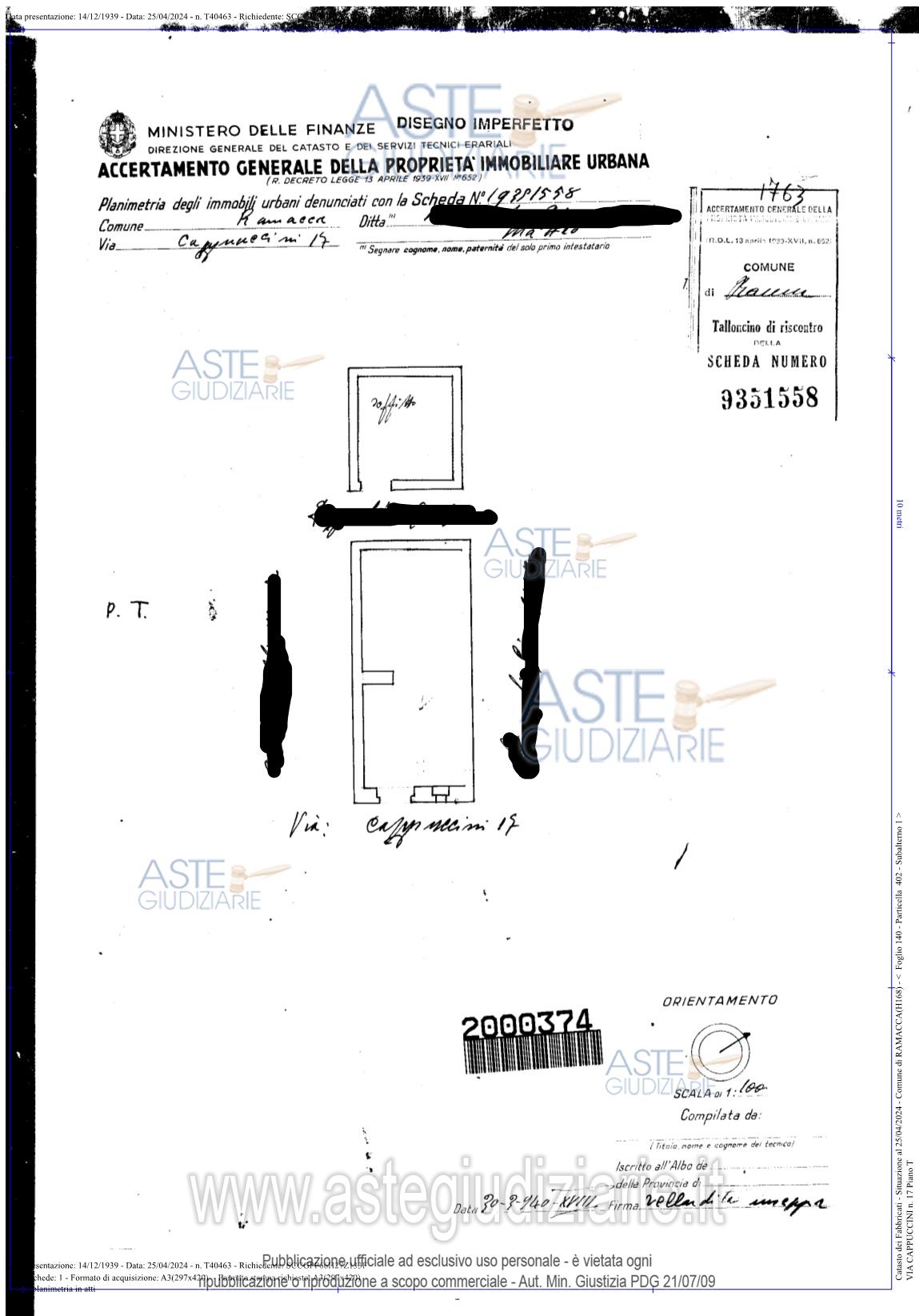 Planimetria del bene