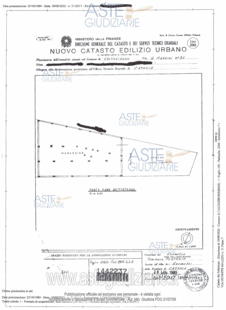 Planimetria del bene