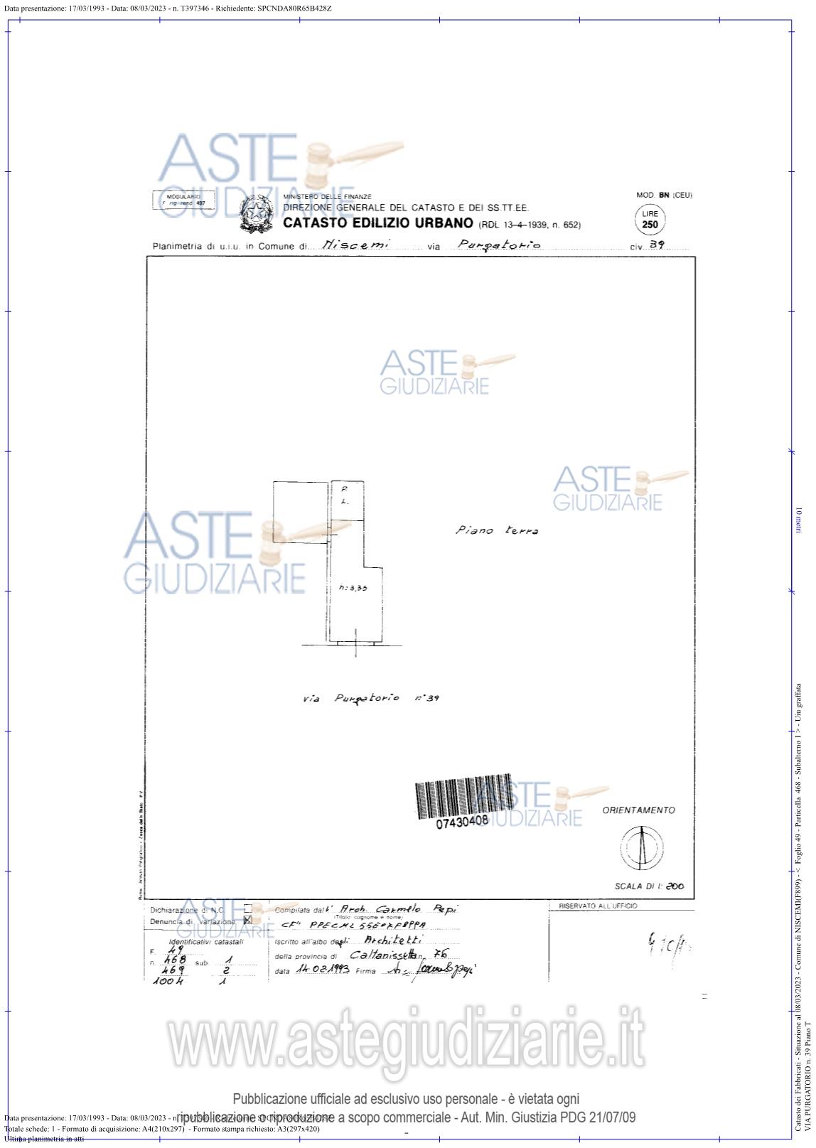 Planimetria del bene