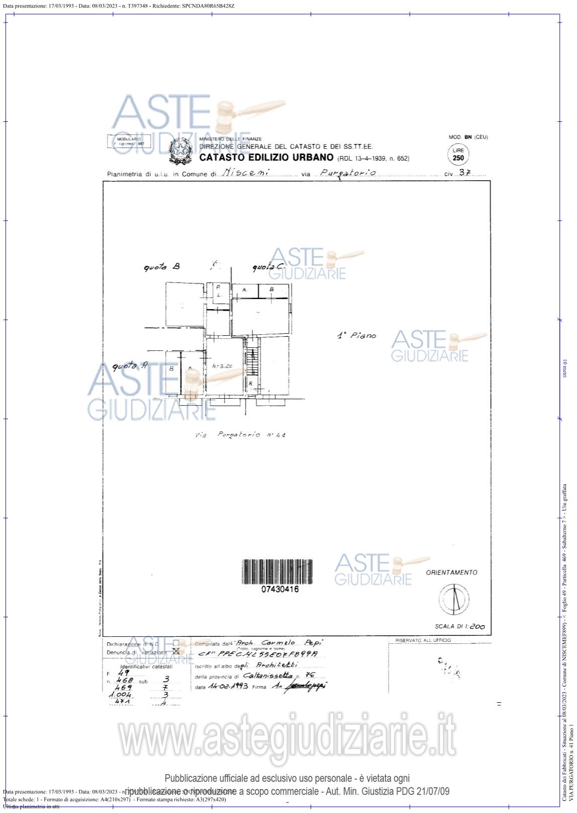 Planimetria del bene