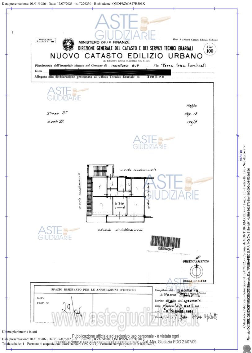 Planimetria del bene