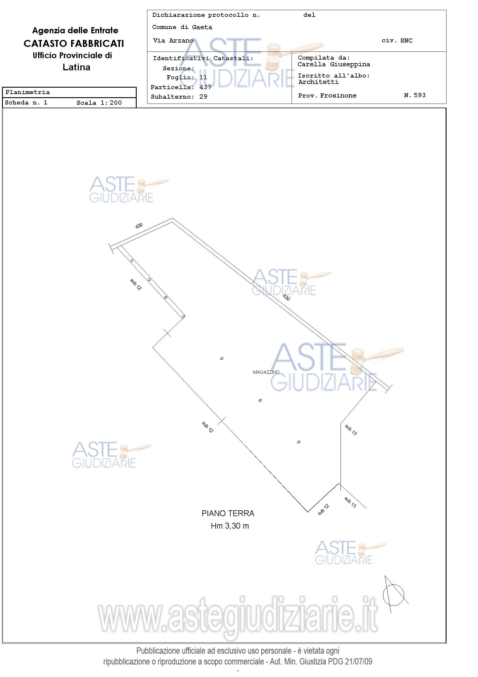 Planimetria del bene