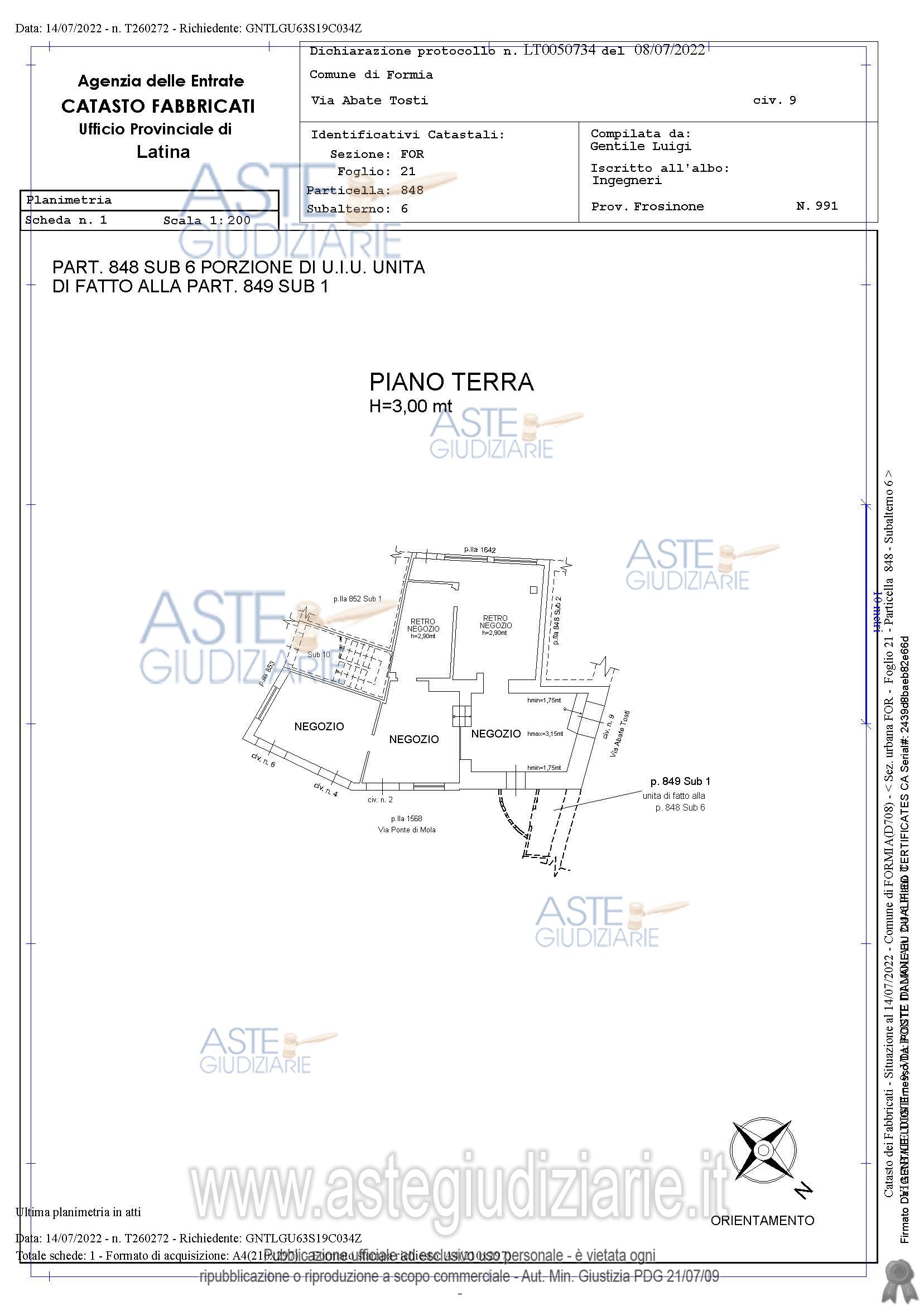 Planimetria del bene