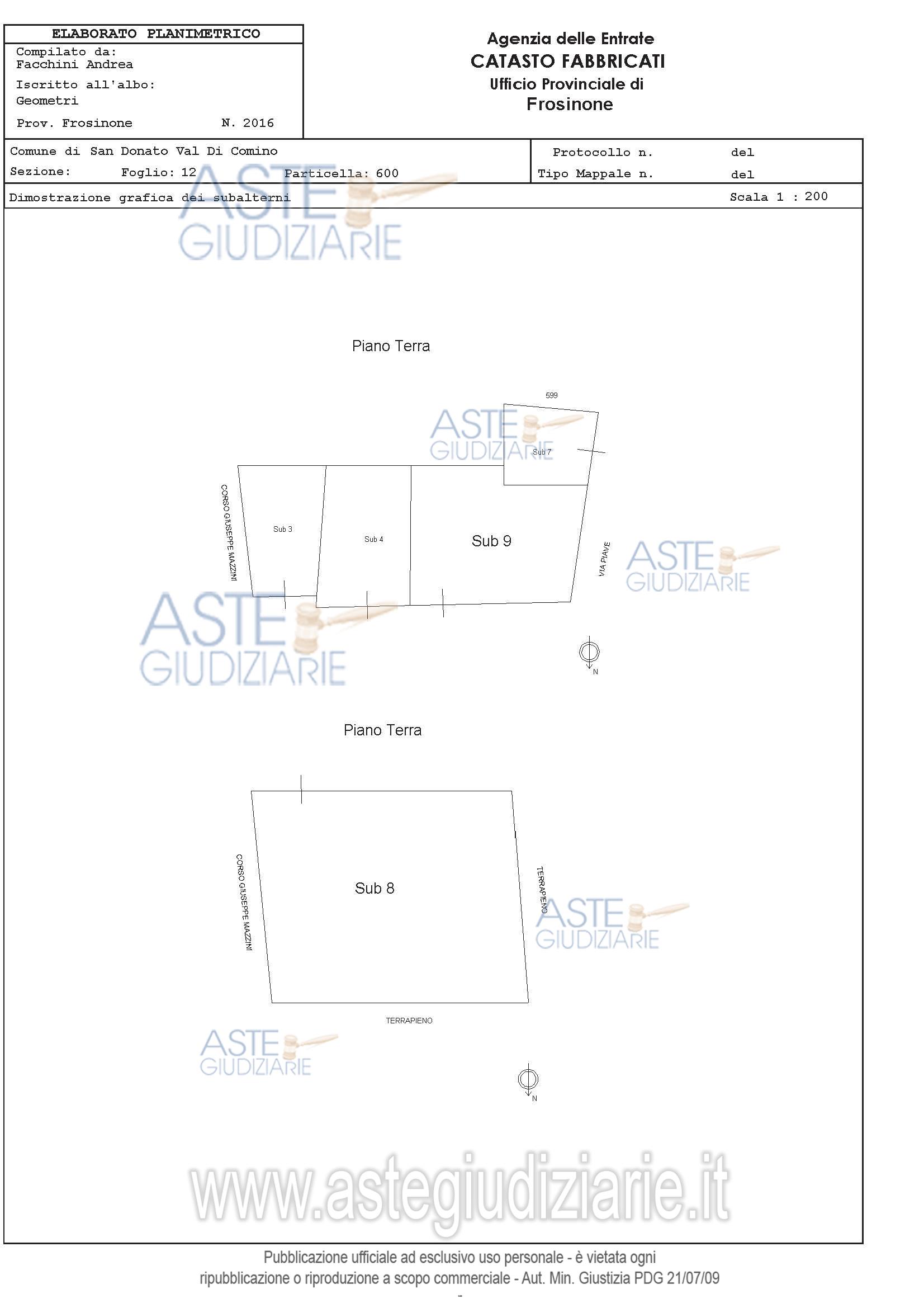 Planimetria del bene