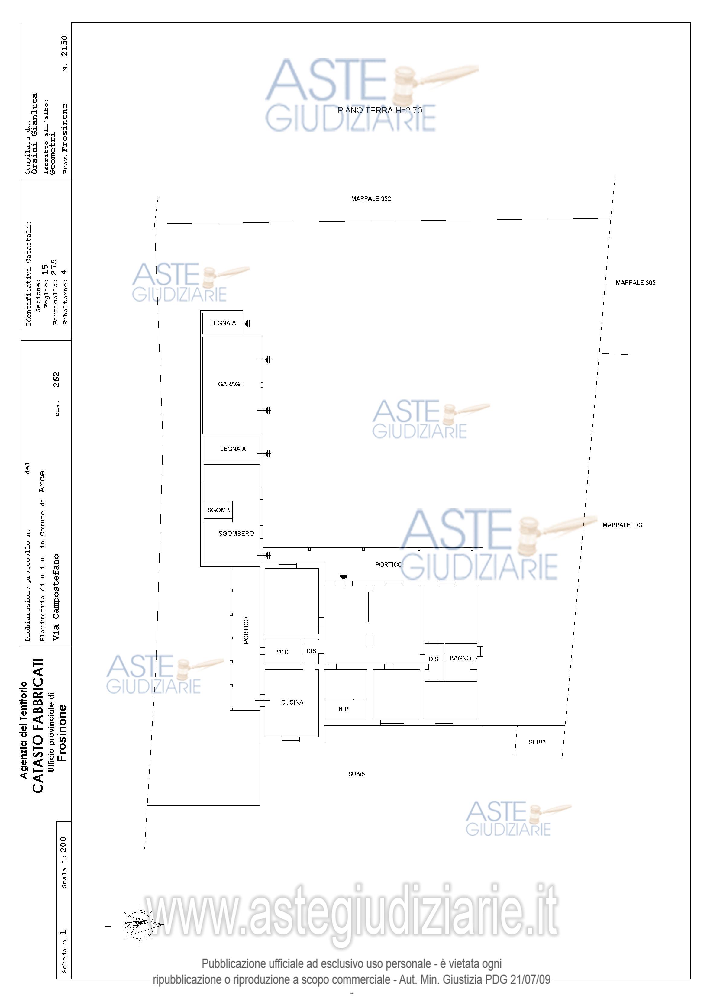 Planimetria del bene